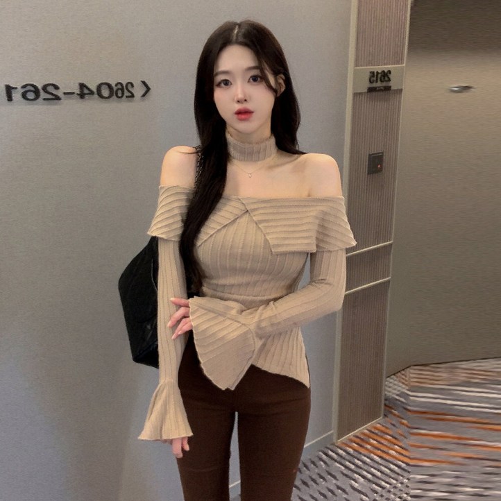 워너비뮤즈   연말여신오프숄더  오프숄더 골지 니트