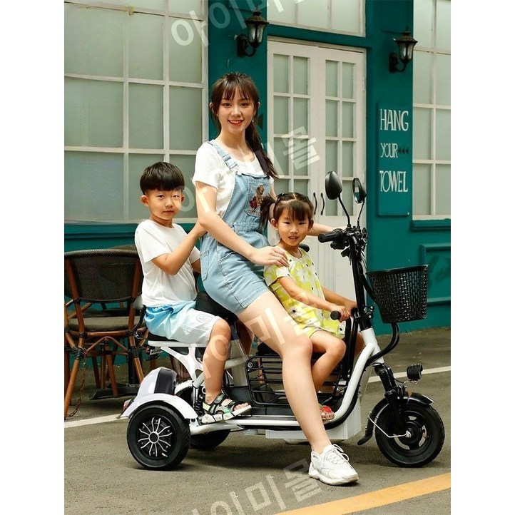 삼륜 전기 자전거 세발 전동차 전기 스쿠터 세발 전기자전거 전동스쿠터, 색상 선택후 구매란에 작성바랍니다, 듀얼 모터 12A 리튬 배터리 3인승