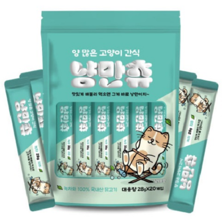 양많은 짜먹는 고양이간식 냥만츄 녹차 대용량 28g x 40개, 28g, 40개, 녹차