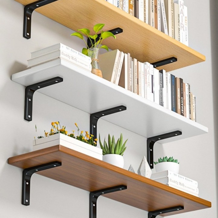 아이위크 벽선반 접이식 벽 부착 선반 책꽃이 장식, 1단, 화이트