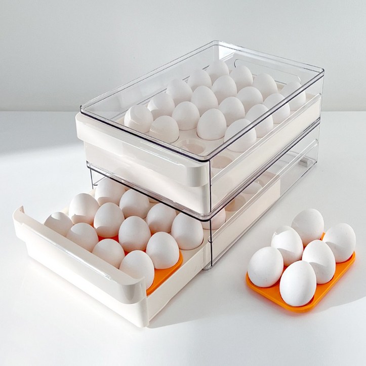 바케인 계란보관함 에그트레이 계란 트레이 냉장고 정리 보관 용기 24구, 투명 7007317109