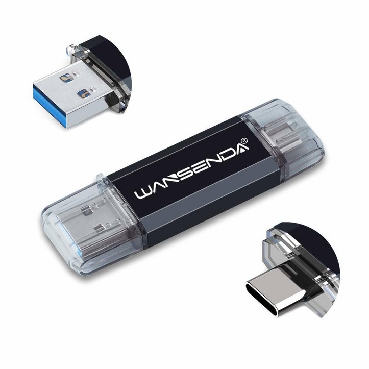WANSENDA OTG 타입 C 및 USB 3.0 3.1 플래시 드라이브 32GB 64GB 128GB 256GB 512GB USB 썸 드라이브 안드로이드 장치PC맥용 32G