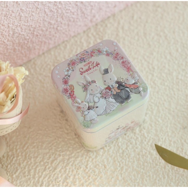 빈티지 다꾸 보관함 스티커 바니 미니 틴케이스 수납 정리함, 1개