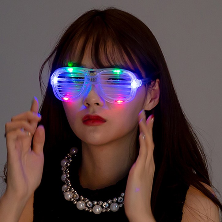 파티쇼 LED 셔터쉐이드 안경, 화이트, 4개입