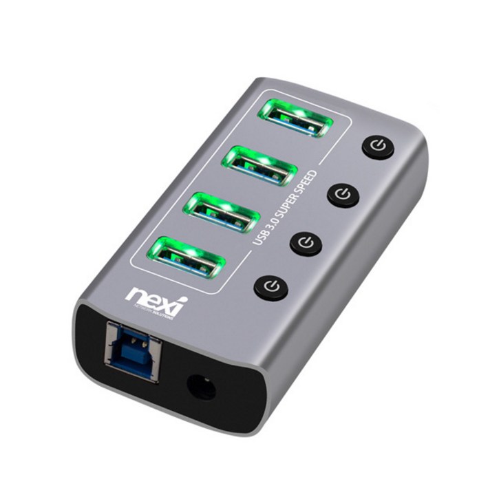 넥시 USB3.0 4포트 메탈 유전원 허브 NXU1004P 넥시 USB3.0 4포트 메탈 유전원 허브 NXU1004P