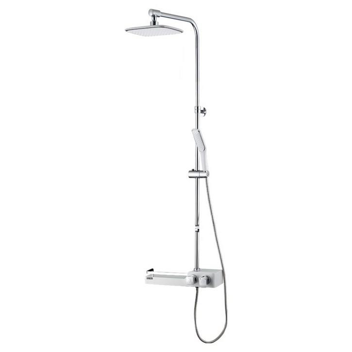 두진 선반형 해바라기샤워기 레인샤워수전 WT3000N 방문설치, 화이트, 1개