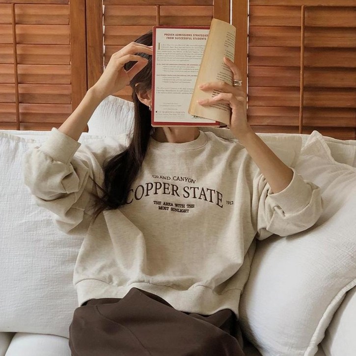 프롬미스 여성용 카퍼 레터링자수 맨투맨