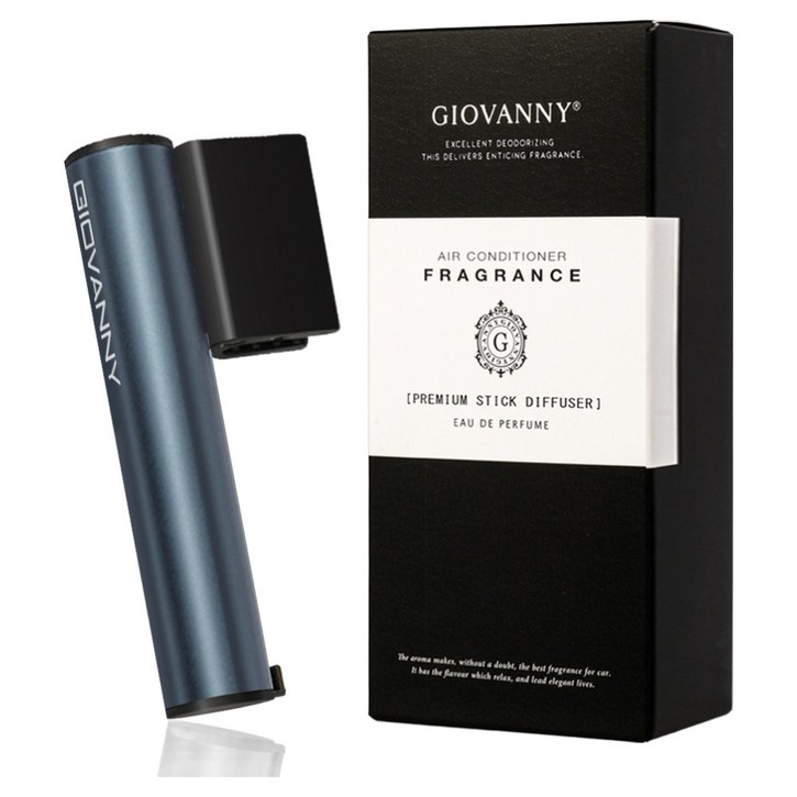 GIOVANNY 차량용 파워스틱 하프타입 디퓨저 케이스, 스틱 방향제 리필 5g x 2p, 1개, 시안 블루블랙체리