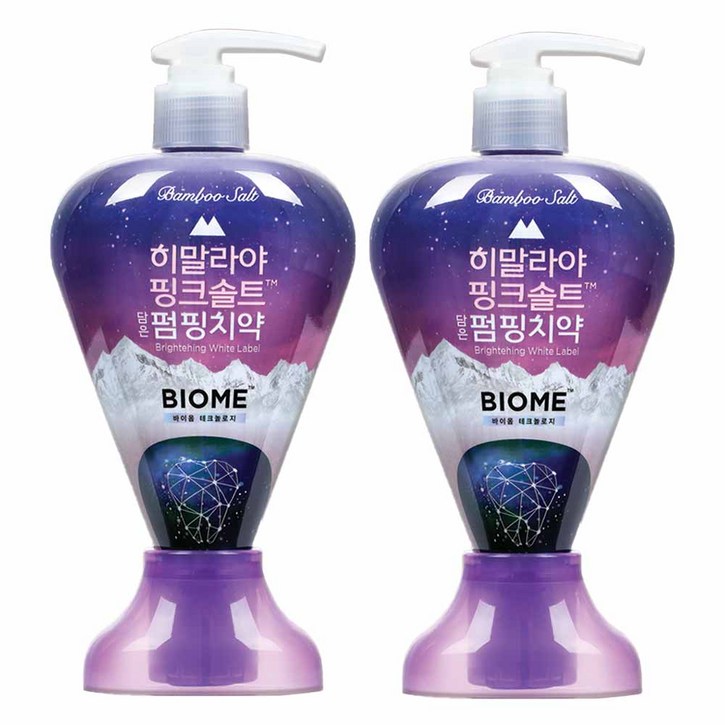 히말라야 핑크솔트 담은 펌핑치약 브라이트닝 화이트라벨 바이옴