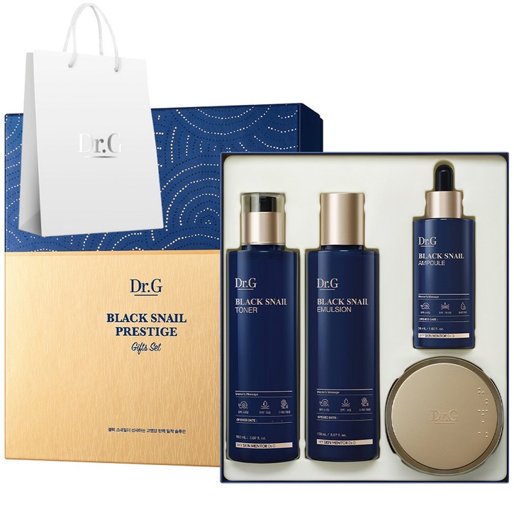 닥터지 블랙 스네일 프레스티지 토너 에멀전 앰플 크림 50ml 쇼핑백 4종 세트, 1세트