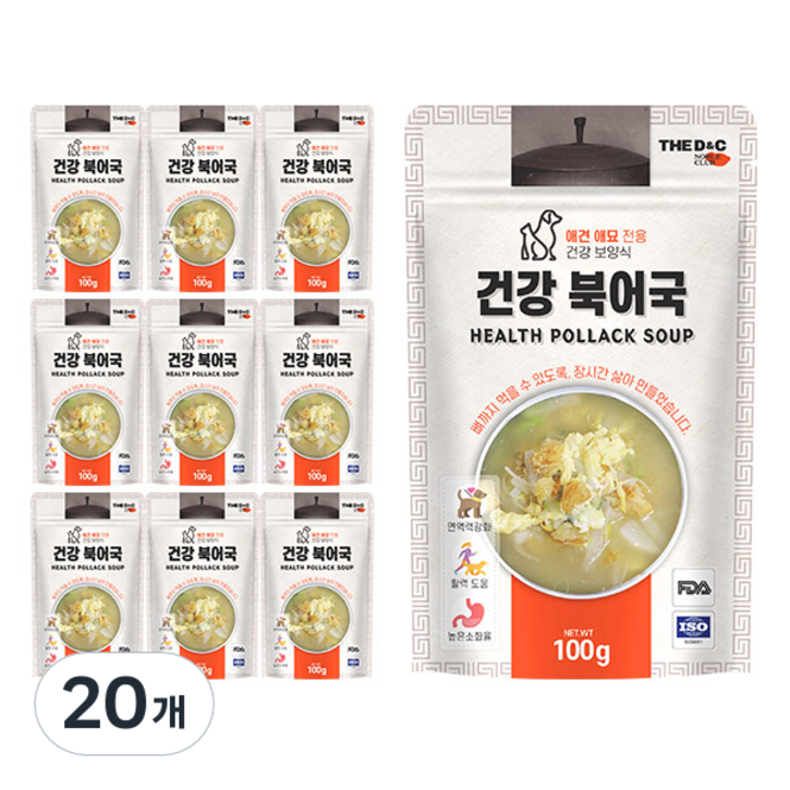 더독 건강 백숙 시리즈 파우치, 북어국, 100g, 20개 더독 건강 백숙 시리즈 파우치, 북어국, 100g, 20개