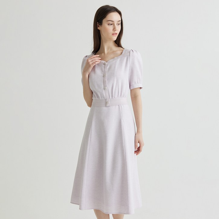 나이스클랍 퍼프 플레어 원피스