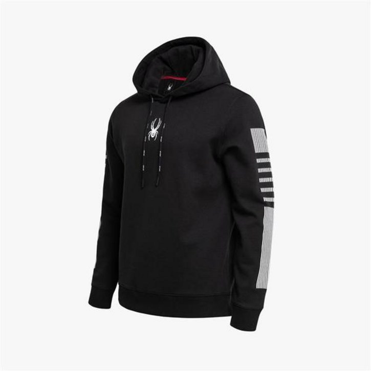 스파이더 공용 라인 프린트 후드 티셔츠 SPFFCNHD303UBLK