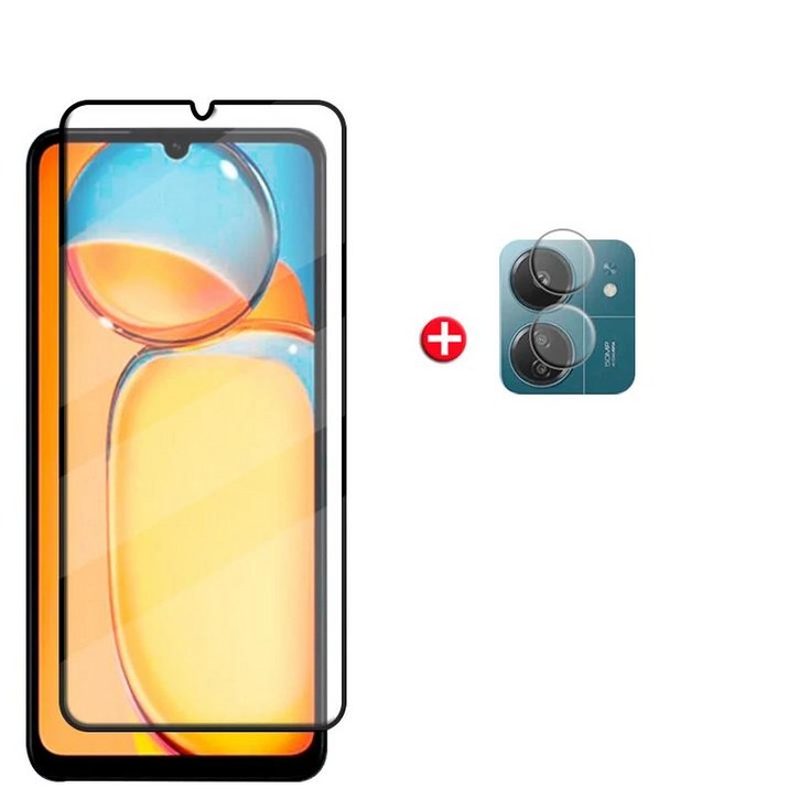 레드미 13C 강화 유리 풀 커버 접착제, 휴대폰 필름 스크린 보호대, 샤오미 렌즈 6 인 1