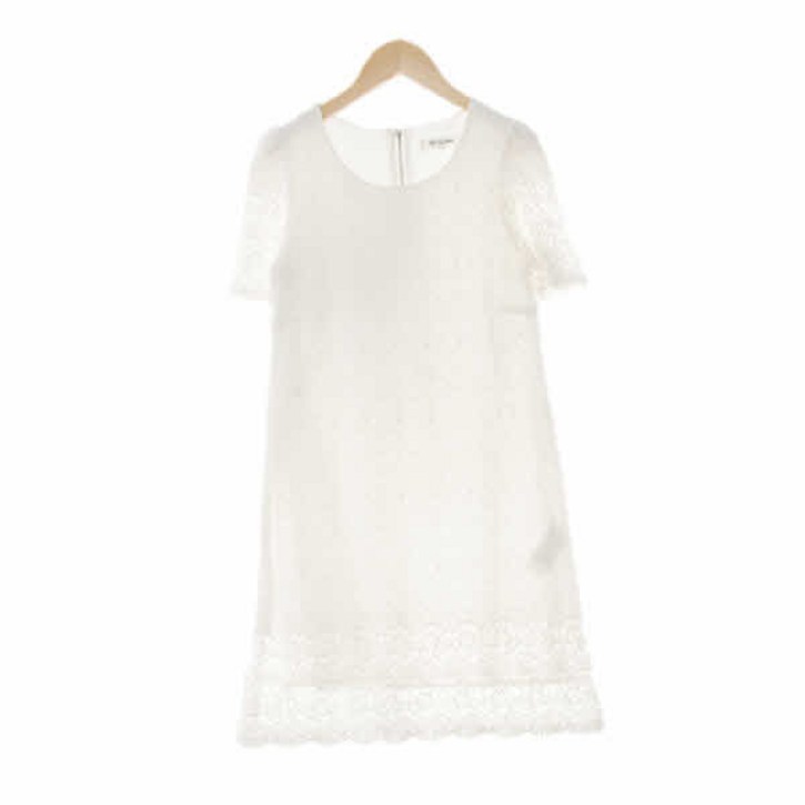 매긴 4073 화이트 면혼방 레이스미니원피스 S