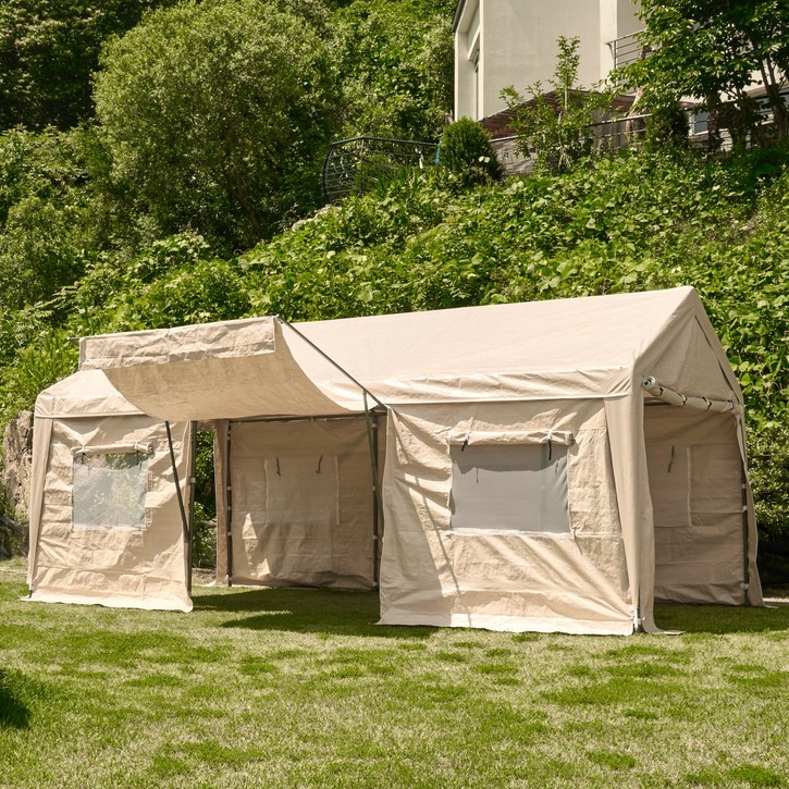 오드 대형천막 몽골텐트 차량용 장박 캠핑 캐노피 가제보 간이 주차장 3x6m, 아이보리