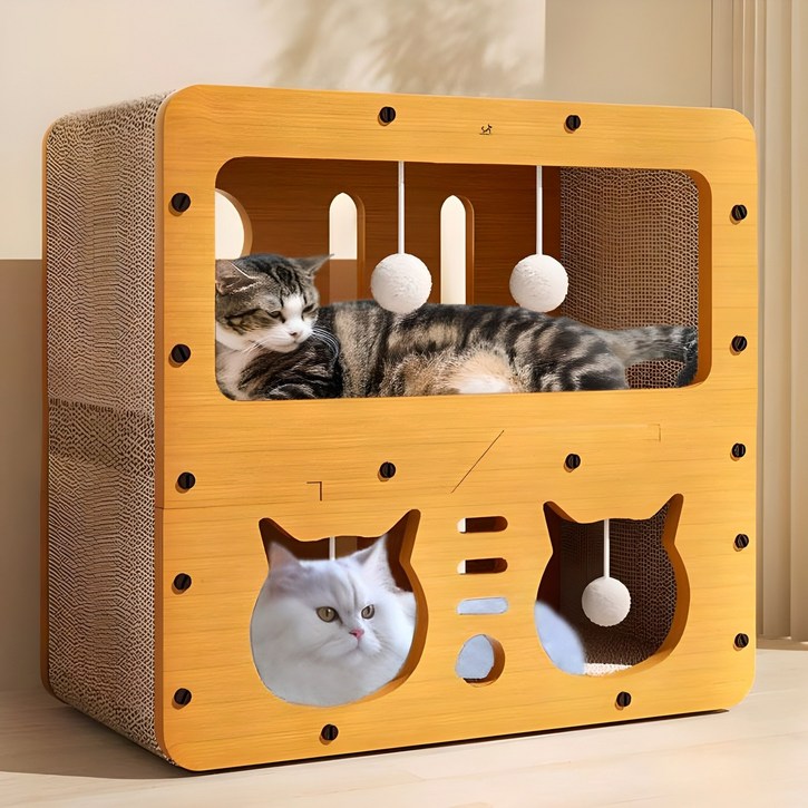 딩동펫 고양이 2층 더블 숨숨집 스크래쳐