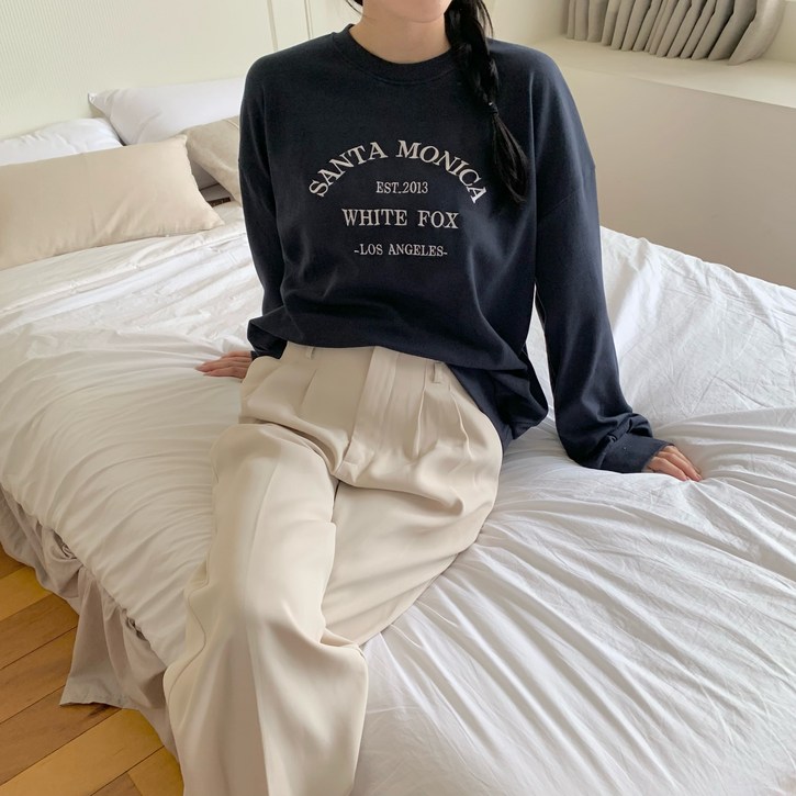 [#국내/자체제작] 겟앤그로 여성용 빅사이즈 오버핏 루즈핏 체형커버 데일리 레터링 자수 맨투맨