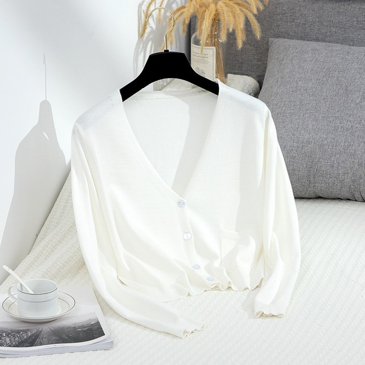 v넥 미니 포켓 크롭 슬림 니트 스웨터 가디건 S661