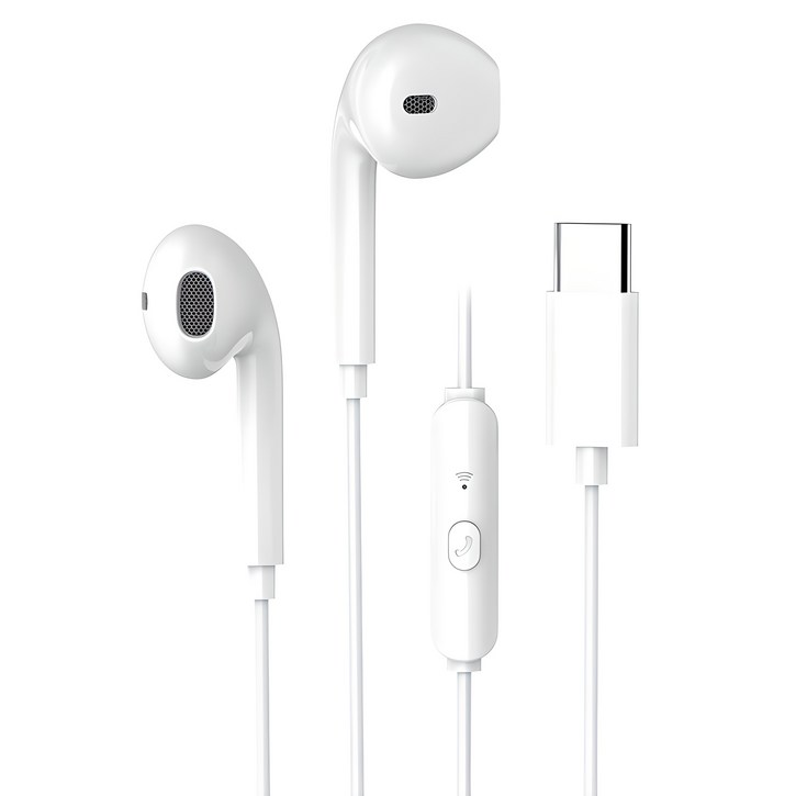 맥스틸 애플 아이폰 삼성 갤럭시 호환 C타입 오픈형 유선 이어폰, GMEC20, 화이트