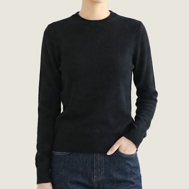 클레이스 울100 캐시미어 호주산 양모  여성 라운드넥 니트