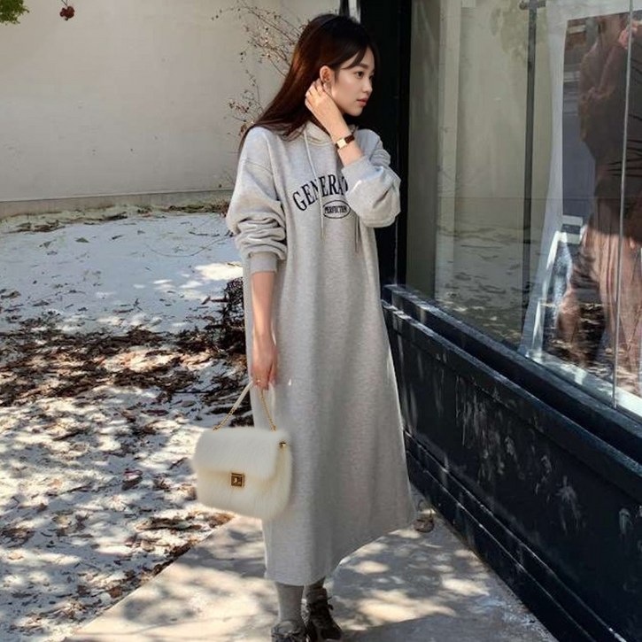 핀트리 오버핏 빅사이즈 루즈핏 가을 겨울 봄 후드 롱 원피스 마실룩 임산부 편한 캐주얼 2 colors 핀트리 오버핏 빅사이즈 루즈핏 가을 겨울 봄 후드 롱 원피스 마실룩 임산부 편한 캐주얼 2 colors