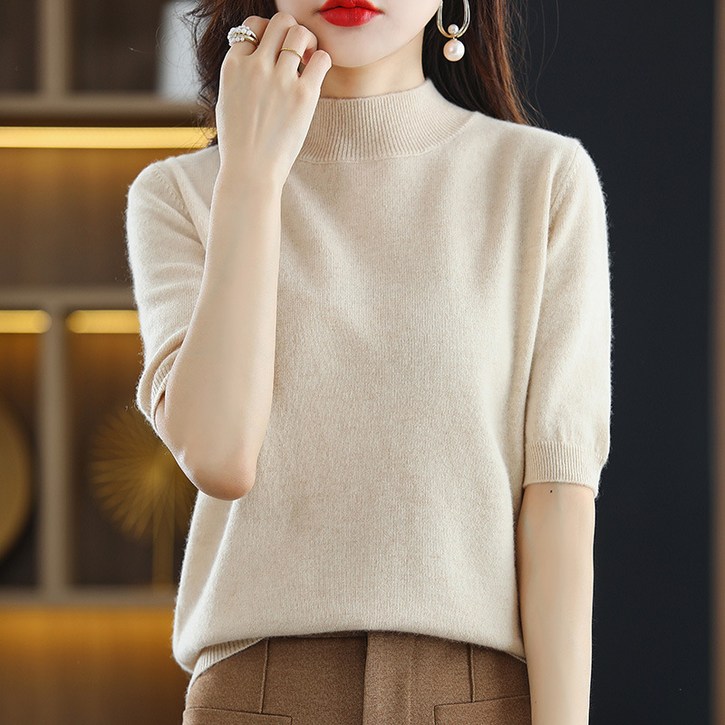 별하늘 반목 여성  베이직 니트티 반팔티셔츠