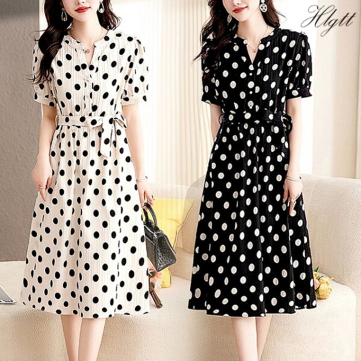 [헬리꽁땡] 도트시어서커원피스+벨트(색상선택)