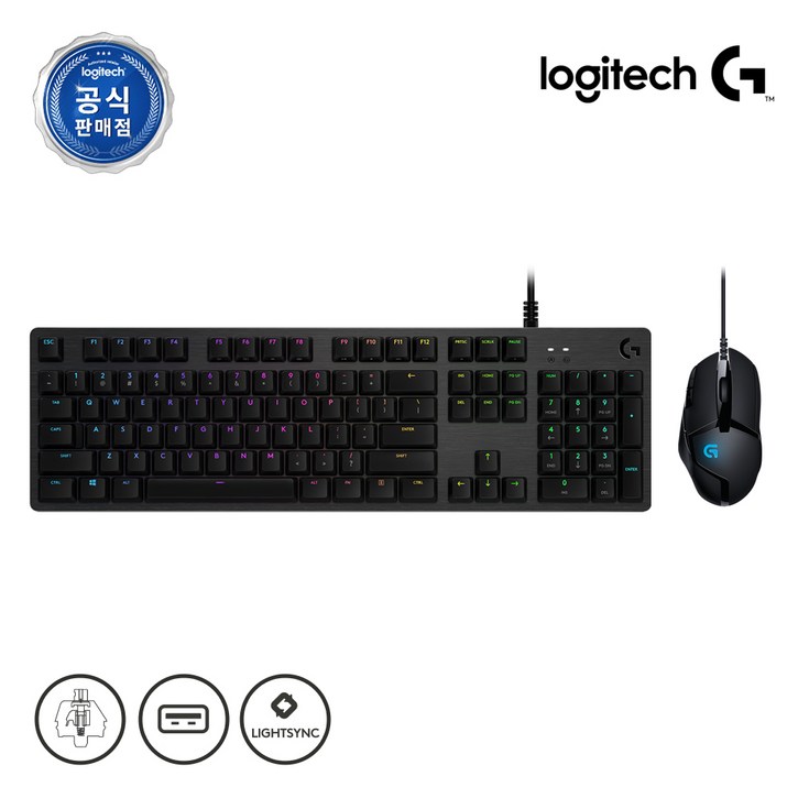 로지텍코리아 정품 G512 GX BLUE + G402 세트, 일반형, 블랙, Y-U0034/M-U0041