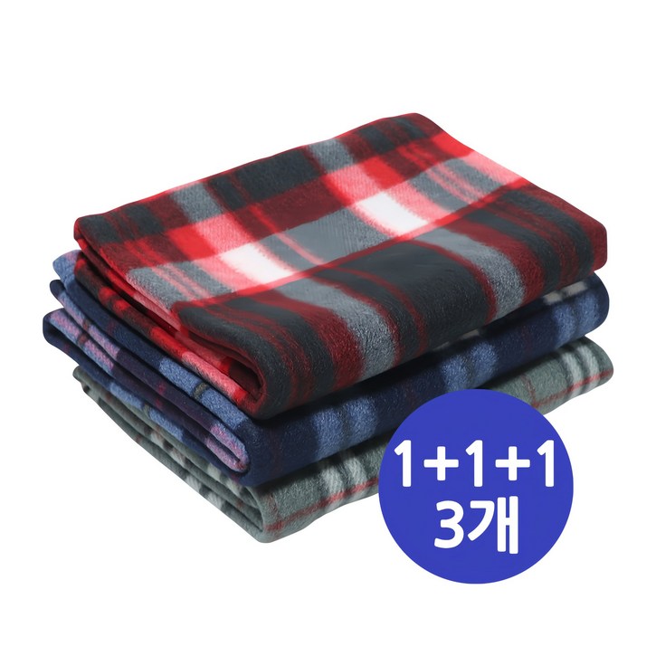 폴라폴리스 체크 무릎 담요 레드 블루 그레이 111, 1세트, 레드블루그레이
