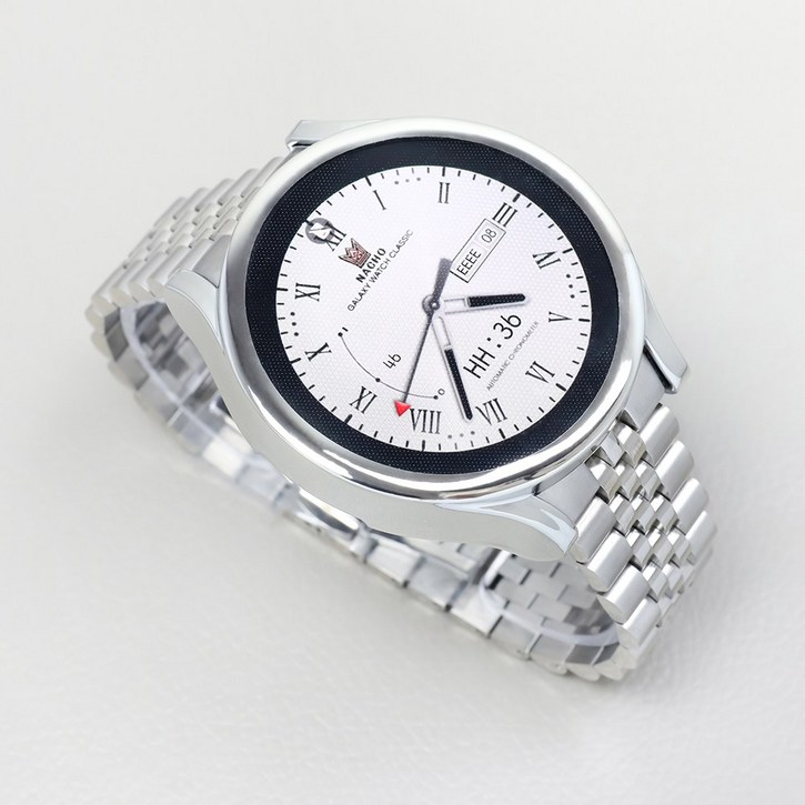 타임스토리 갤럭시워치5 4 호환 7선 날개형 메탈 스트랩, 실버