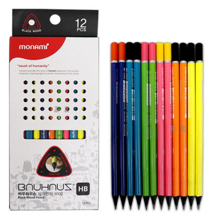 바우하우스 HB 삼각연필 12본, 1세트, 무지개