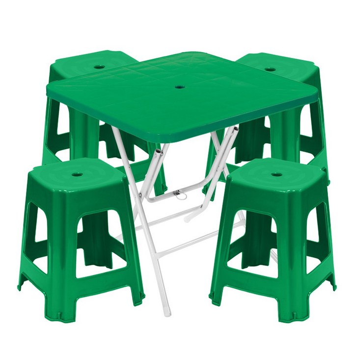 플라스틱테이블 야외테이블 편의점 포장마차 간이 접이식 테이블 의자 세트, 그린