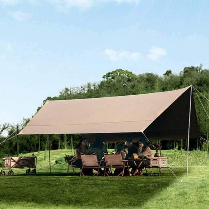 MAILE 210D 옥스포드 블랙 실버 코팅 방수 대형 렉타 타프, 베이지