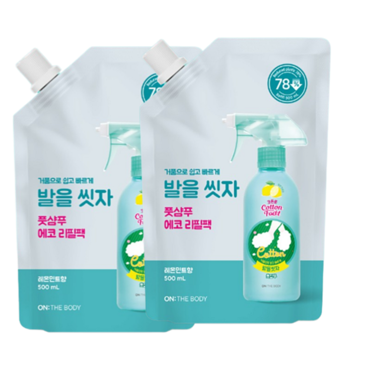온더바디 발을씻자 풋샴푸 레몬 리필 500ml 2개, 1개입