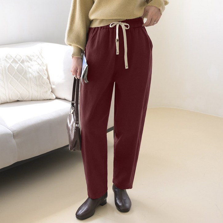 데일리앤 바움 편한 가을 밴딩 면 배기 팬츠 77 여성바지