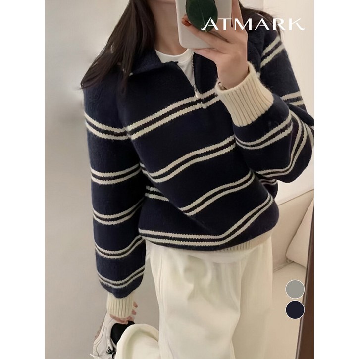앳마크 ATMARK 더블스트라이프반집업니트AA59KN039GDH5249403