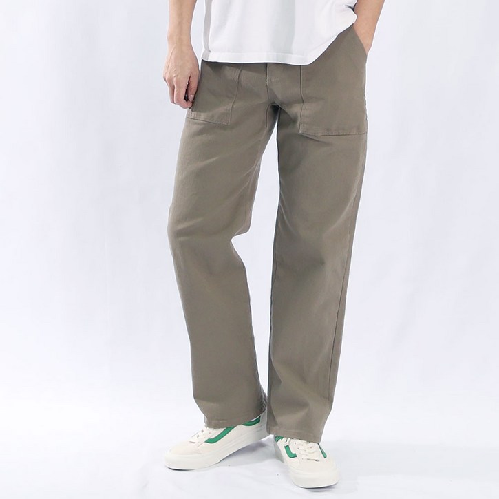 남자 퍼티그 팬츠 일자 면바지 스판 세미와이드 밴딩