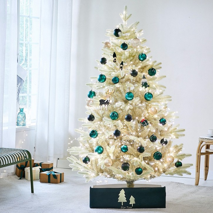 1.6m 바닐라그린 크리스마스트리 장식 지네전구 풀세트 160cm 디오트리 에메랄드, 선택완료 8