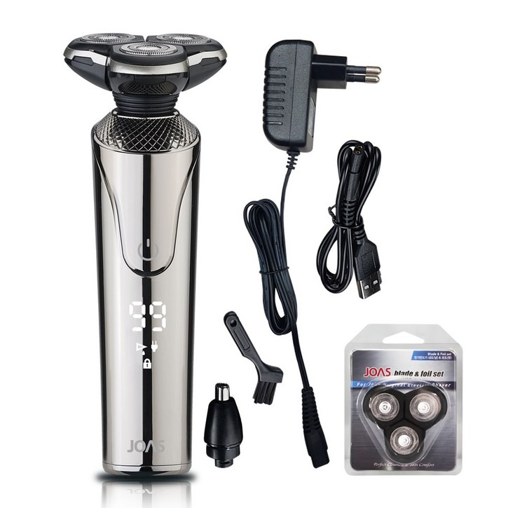 조아스 전기면도기 3중날 생활방수 JR5690 4종세트 본품날망어뎁터콧털제거기