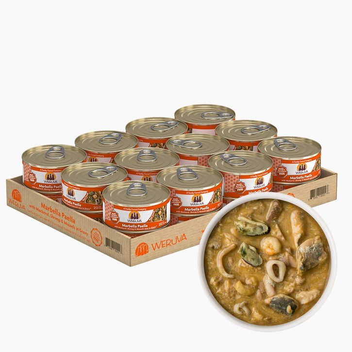 웨루바 고양이 클래식 캔 마벨라 파엘라 24P (고등어, 새우, 오징어), 혼합맛, 2040g, 1팩