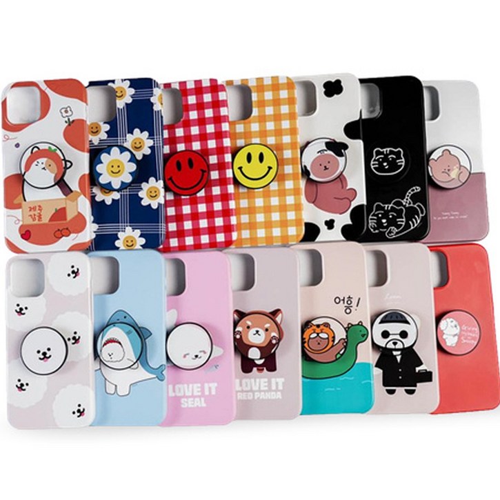 갤럭시 아이폰 케이스 전기종 그립 톡홀더 스마트톡 세트 젤리케이스 하이바이