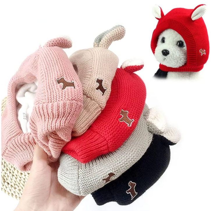 애견 소음방지 니트 귀마개 강아지 귀덮개 털모자 귀커버 악세사리 (N1548)