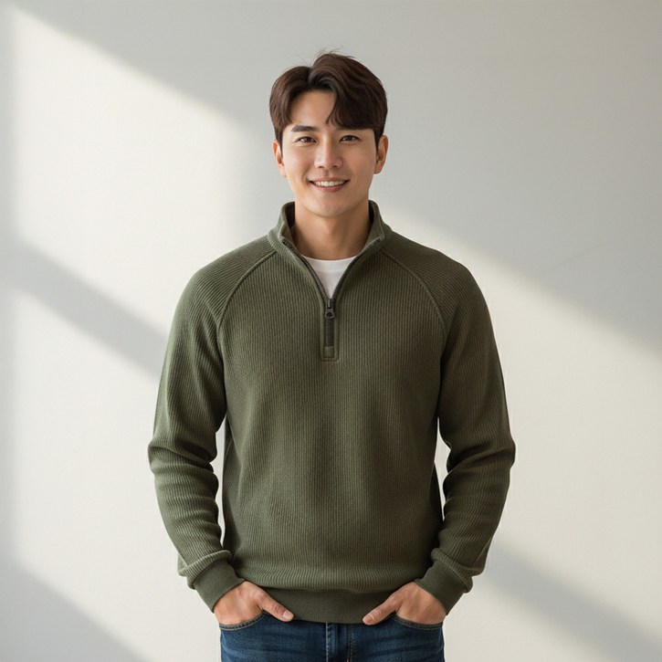 사라고 남자 기모반집업 빅사이즈오버핏 반집업맨투맨