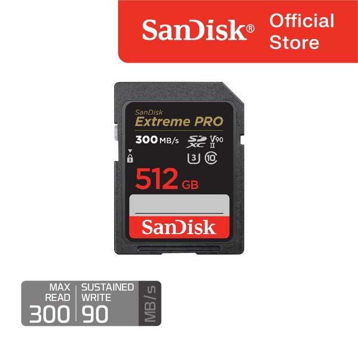 샌디스크 Extreme PRO SD Card (V90, 300MB/s) 512GB, 1개