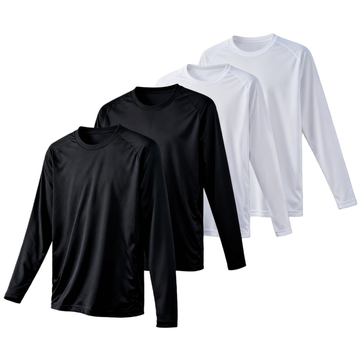 4장 세트 드라이 라운드 쿨티셔츠 남녀공용 기능성 긴팔티 냉감 긴팔 긴팔티