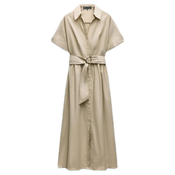 ZARA 자라 신상 리넨 블렌드 미디 셔츠 원피스 8372/102 8372102