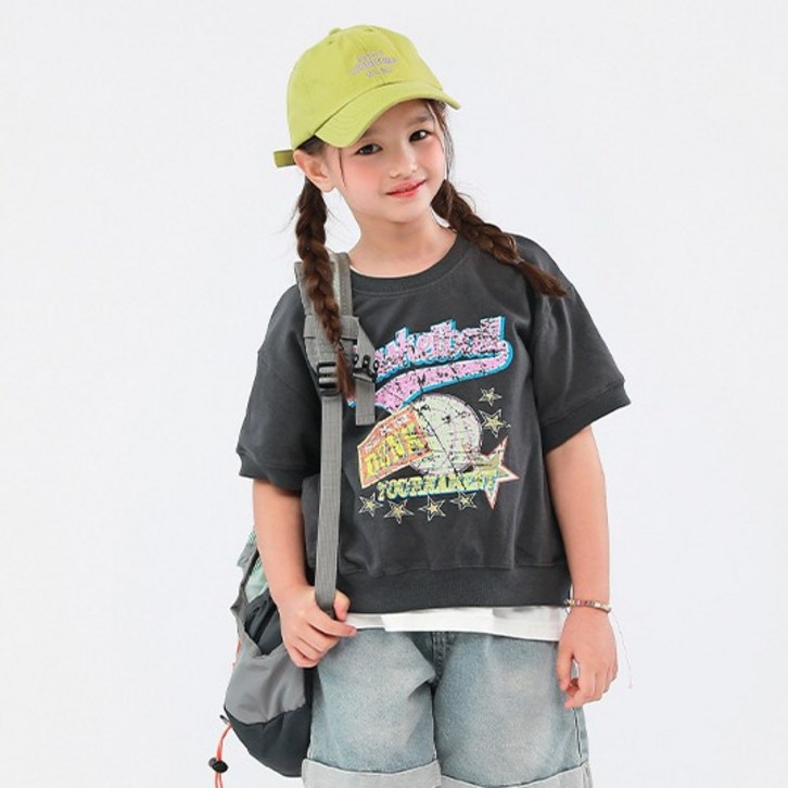 제이키즈 여아용 덩크 반팔 맨투맨 J8356