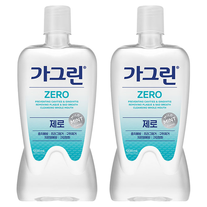 가그린 제로 구강청결제, 1.2L, 2개