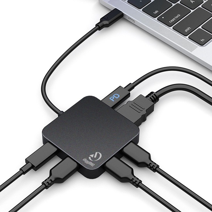 디그딕 C타입 멀티허브 스퀘어 USB3.0 허브 HDMI PD충전 H2001HF
